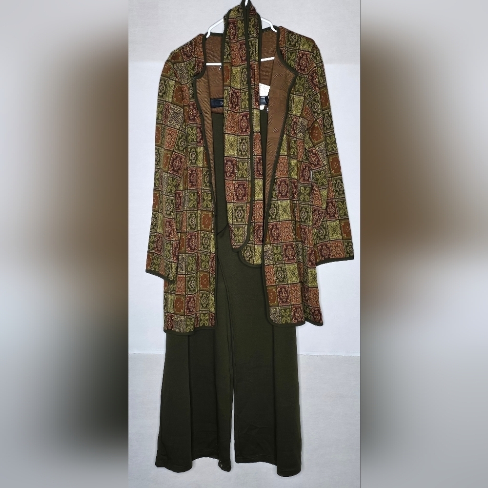 Brand New with Tags Nina Leonard Olive Green Pants Set Size XL - Picture 2 of 13